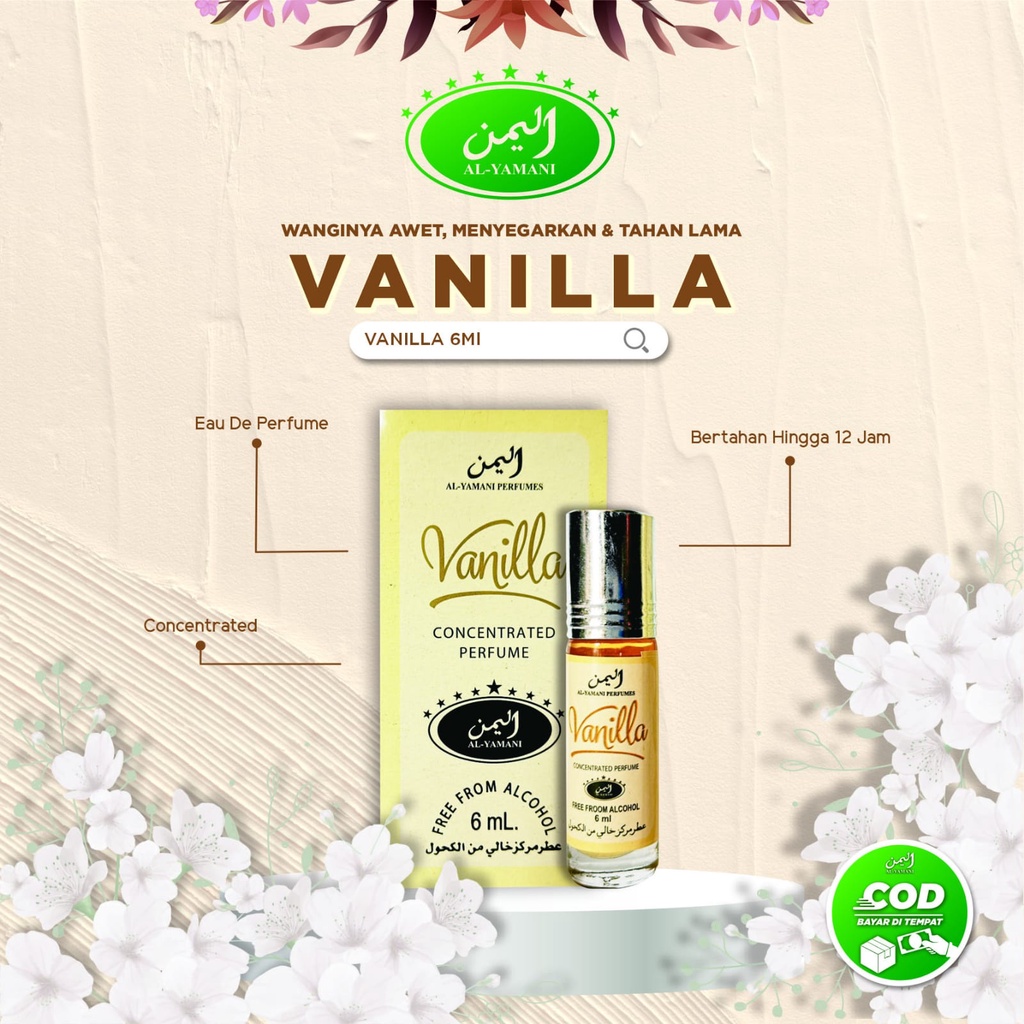 Vanilla - Parfum Arab Alyamani - Minyak Wangi Alyamani Roll On 6ML -Vanilla - Parfum Non Alkohol