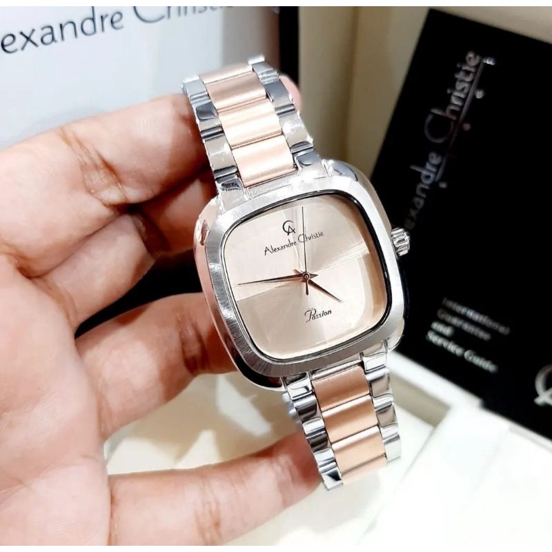 ALEXANDRE CHRISTIE AC2982 AC 2982 JAM WANITA SILVER ROSEGOLD ORIGINAL