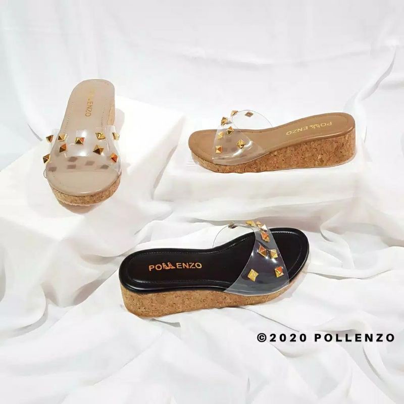 Sandal wedges mika kaca jelly transparan wanita