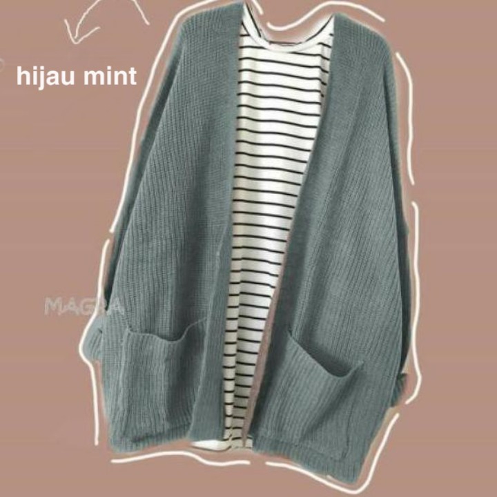LOOCY Cardy / Cardigan Oversize / Cardigan Wanita-HIJAU MINT