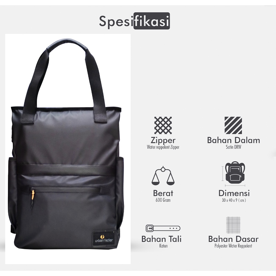 FIRM BLACK |ManNeedMe x URBAN| Tas Ransel Pria Backpack Jinjing Tote Bag ORIGINAL