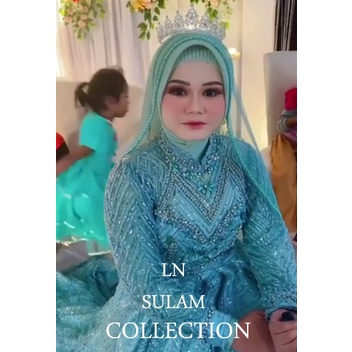 Slayer pengantin panjang samping 150 cm veil payet Mutiara veil sunting pelaminan wedding aksesoris fashion muslimah Hijab manten kerudung berkualtis bride untuk gaun wedding pengantin fashion LN SULAM COLLECTION veile terbaru untuk tunangan