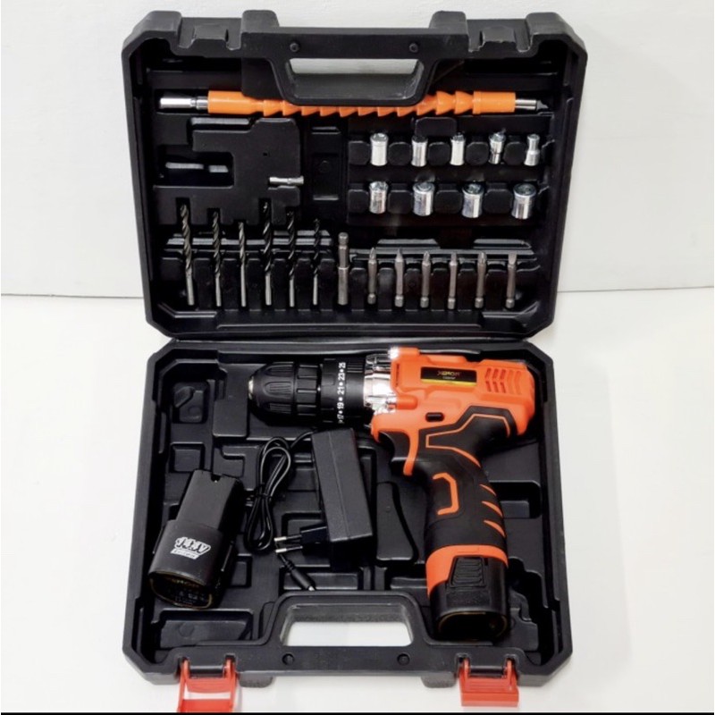Xenon CDID707 Cordless bor beton set Baterai 14koma4V Impact Drill 10mm 24pcs