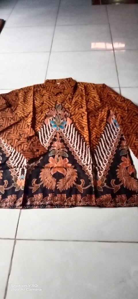 Batik Couple Keluarga Sania Ruffle Ori Ndoro Jowi Dnt Motif Pagar Orange