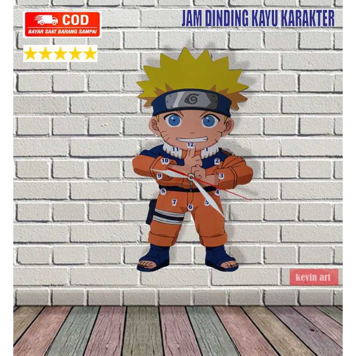 JAM DINDING KAYU KARAKTER NARUTO TERBARU MURAH PAJANGAN DINDING HIASAN DINDING CUSTOM UNIK