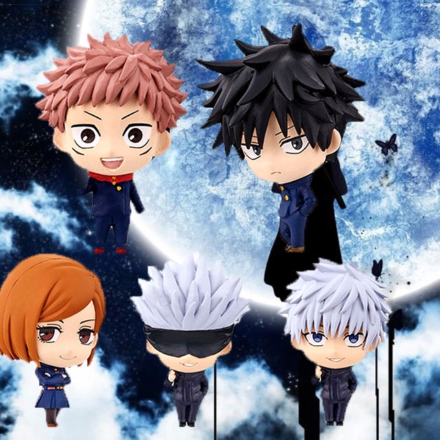 5pcs Mainan Action Figure Jujutsu Kaisen Yuji Gojo Megumi Nobara Kento Nanami Toge Inumaki Mini