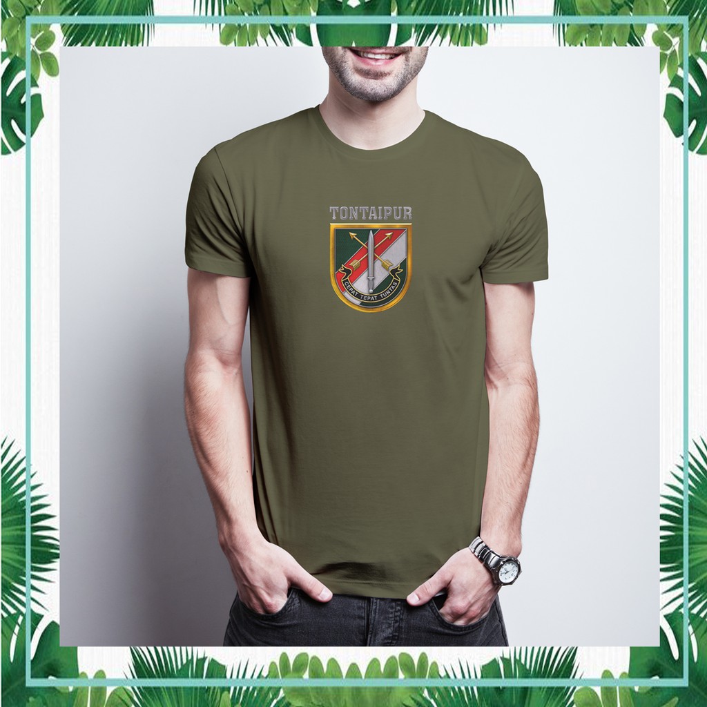 Kaos Tni Ad Tontaipur Hijau Army Lengan Pendek
