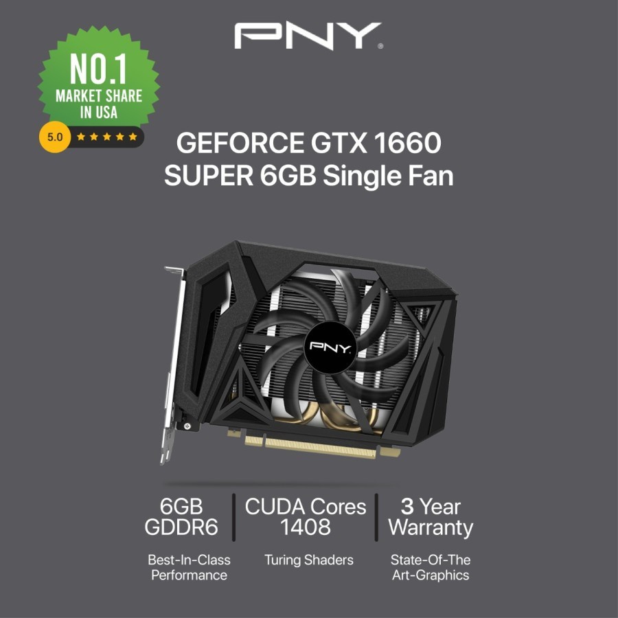 VGA PNY GeForce GTX 1660 SUPER 6GB Single Fan