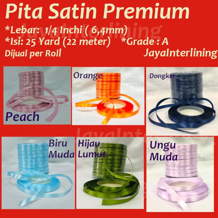 Pita satin Ribbon satin roll premium 1/4 inchi 6,4mm