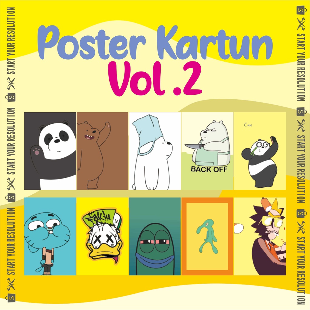 Poster Cartoon Vol.2 / Poster Kartun Aesthetic We Are Bears/ Gumball / Donald Duck / Squidward / Ric