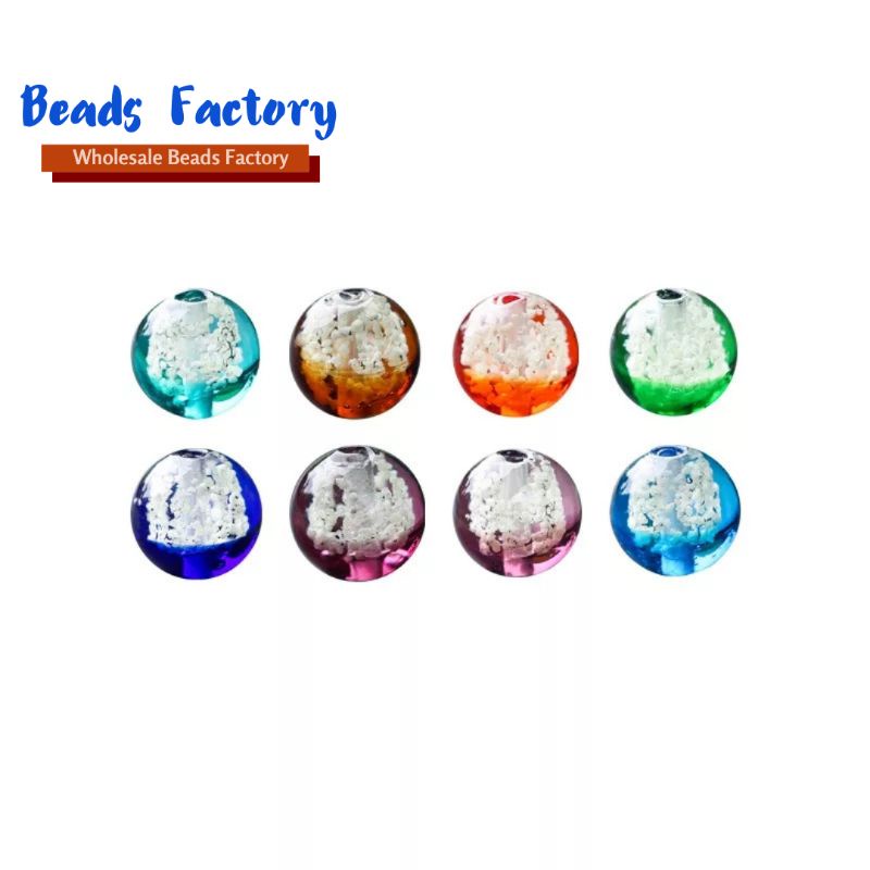 1strand Bahan Gelang Emas Batu Glow in the dark GID Lampwork uk 10mm Isi 28pcs