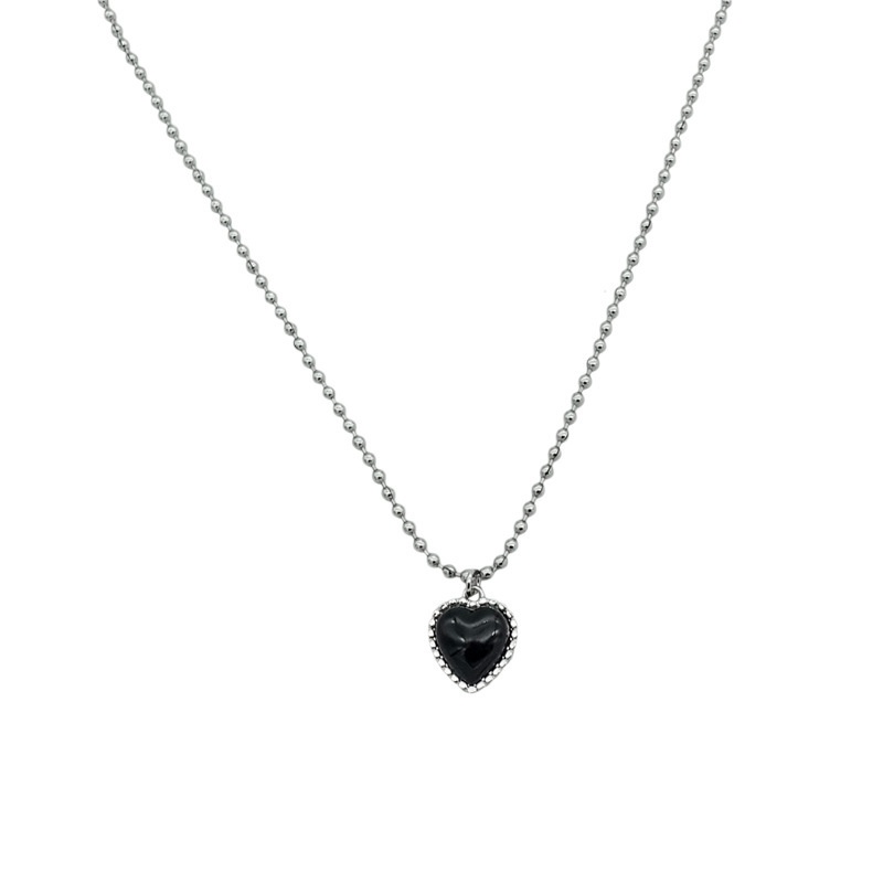 Black Heart Necklace French Metal Love Clavicle Chain Korean Simple Female Short Pendanklace Female Short Pendant for Women