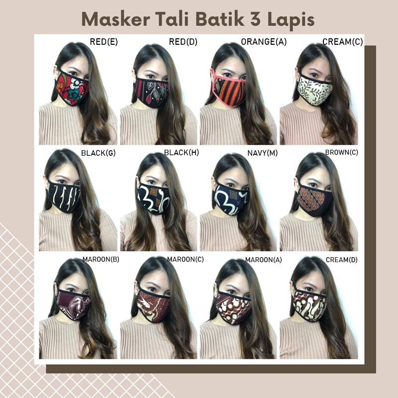 MASKER BATIK TALI / MASKER KAIN MOTIF BATIK / MASKER HIJAB BATIK / MASKER DONASI / MASKER HEADLOOP