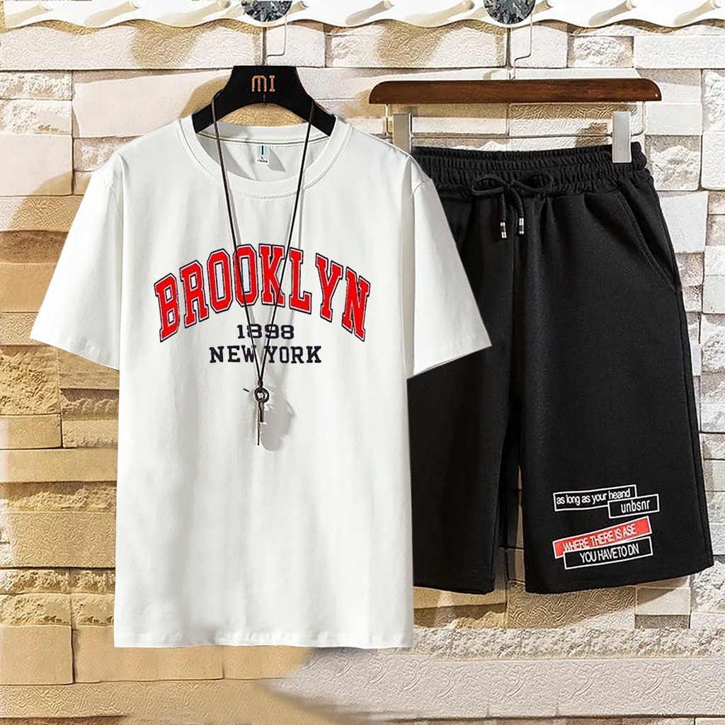 COD//stelan oversize pria terbaru stelan brooklyn size L,XL stelan terlaris stelan kekinian fashion pria terbaru - covid.fashion