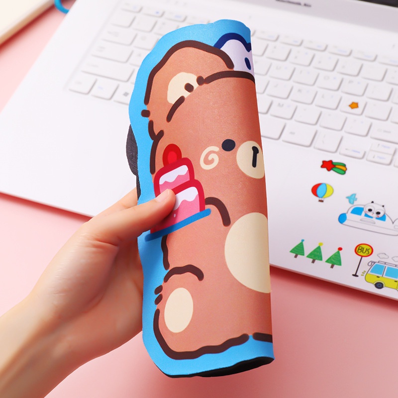 Gaya Girly Warna-Warni Lucu Motif Kartun Beruang Kodok Karet Tahan Air Non-slip Siswa Mouse Pad Hadiah Untuk Teman