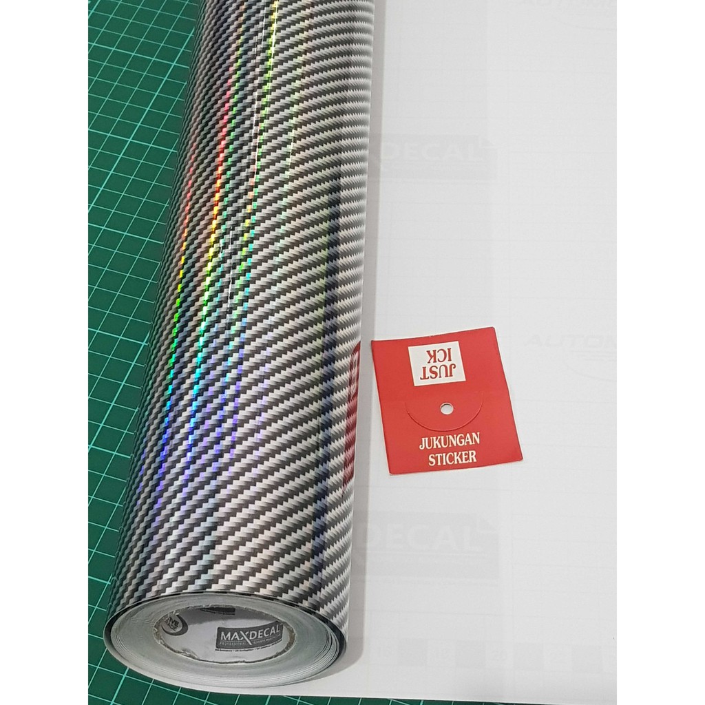 Stiker Karbon Hologram - Sticker Vinyl Maxdecal Carbon 5D Laser Black - per 50cm lebar 50cm