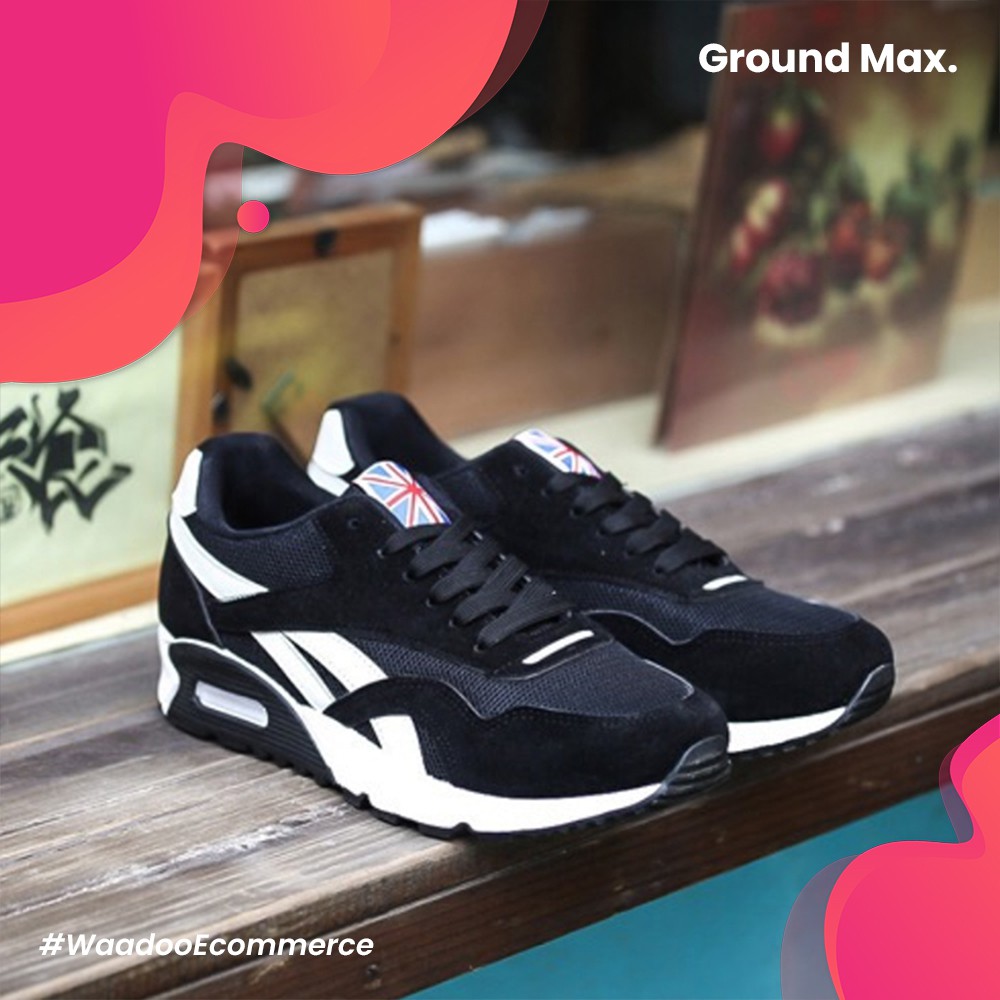 WAADOO FREE KAOS KAKI Sepatu Ground  Max Pria Hitam  