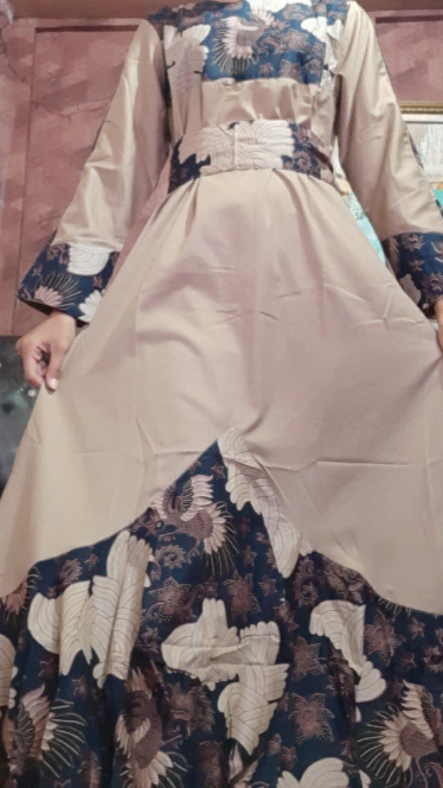 Baju Batik Couple Gamis Muslim Gaun Pakaian Wanita Gaun Perempuan Fashion Cewek Cewe Pekalongan A3