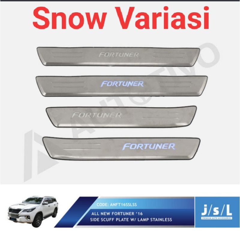 All New Fortuner sillplate samping side scuff plate stainless with lamp JSL