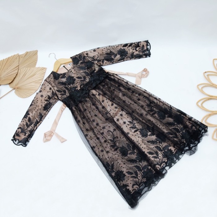 Gamis Pesta Anak Full Brukat Tile Alexa Dress - Mauve, Ld 70