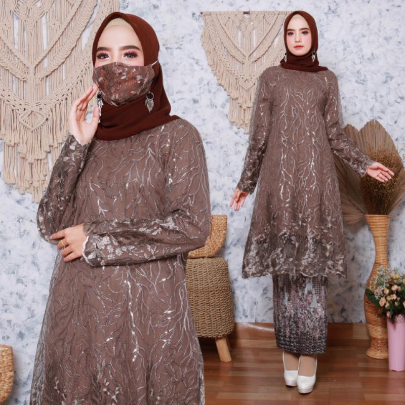 SETELAN TUNIK TULLE PREMIUM/REAL PICT/KEBAYA TULLE MODERN/KEBAYA TUNIK