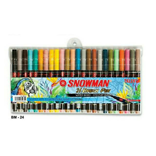 Brush Pen SNOWMAN Spidol Kaligrafi 24 Warna