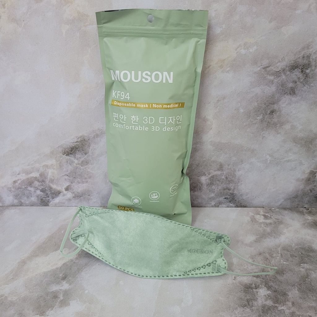 MASKER KF94 MOUSON ISI 10PC Masker KF 94 4ply Masker 4D EVO isi 10pcs-KF94 MSN GREEN NUDE