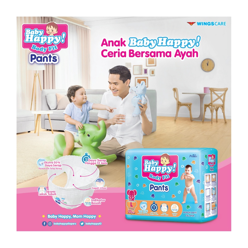 Baby Happy Pants M34 - Baby Happy Popok Celana M 34