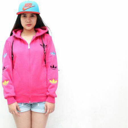 Jaket Sweater Hoodie Adidas Woman Pink