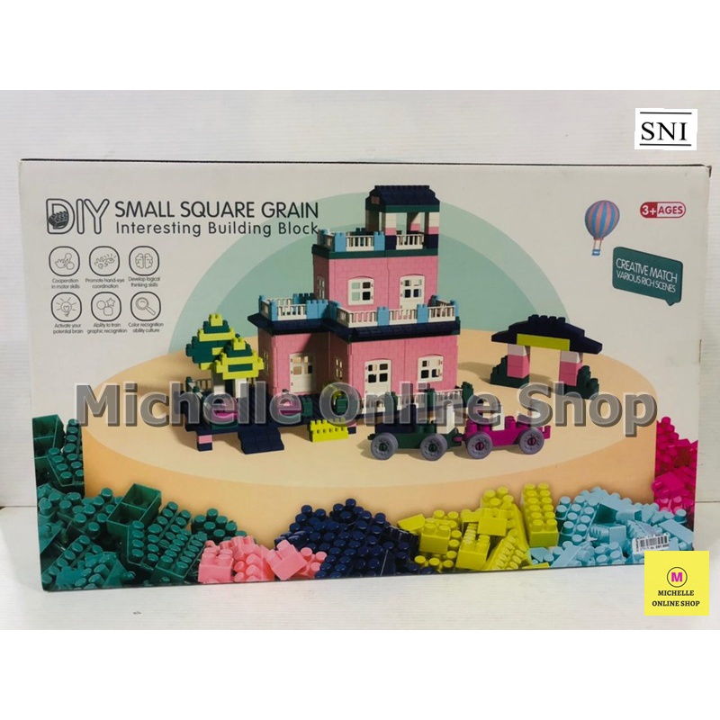 Mainan Edukasi anak DIY small square grain Building block isi 498pcs mainan lego block