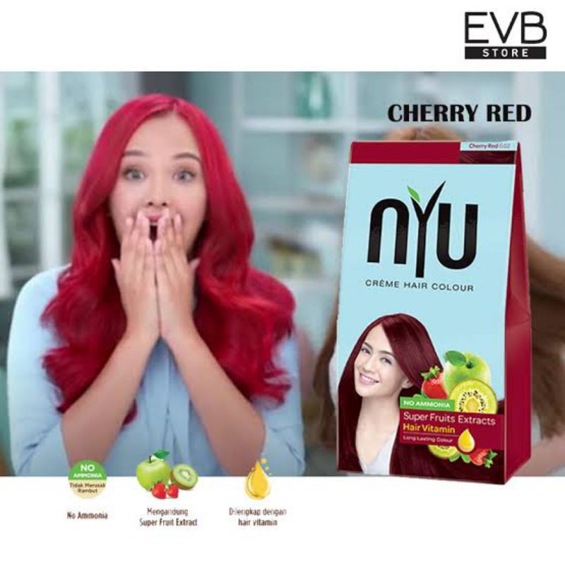 ORIGINAL NYU CREME HAIR COLOUR CHERRY RED 6.62 / CAT PEWARNA RAMBUT NYU CHERRY RED 6.62