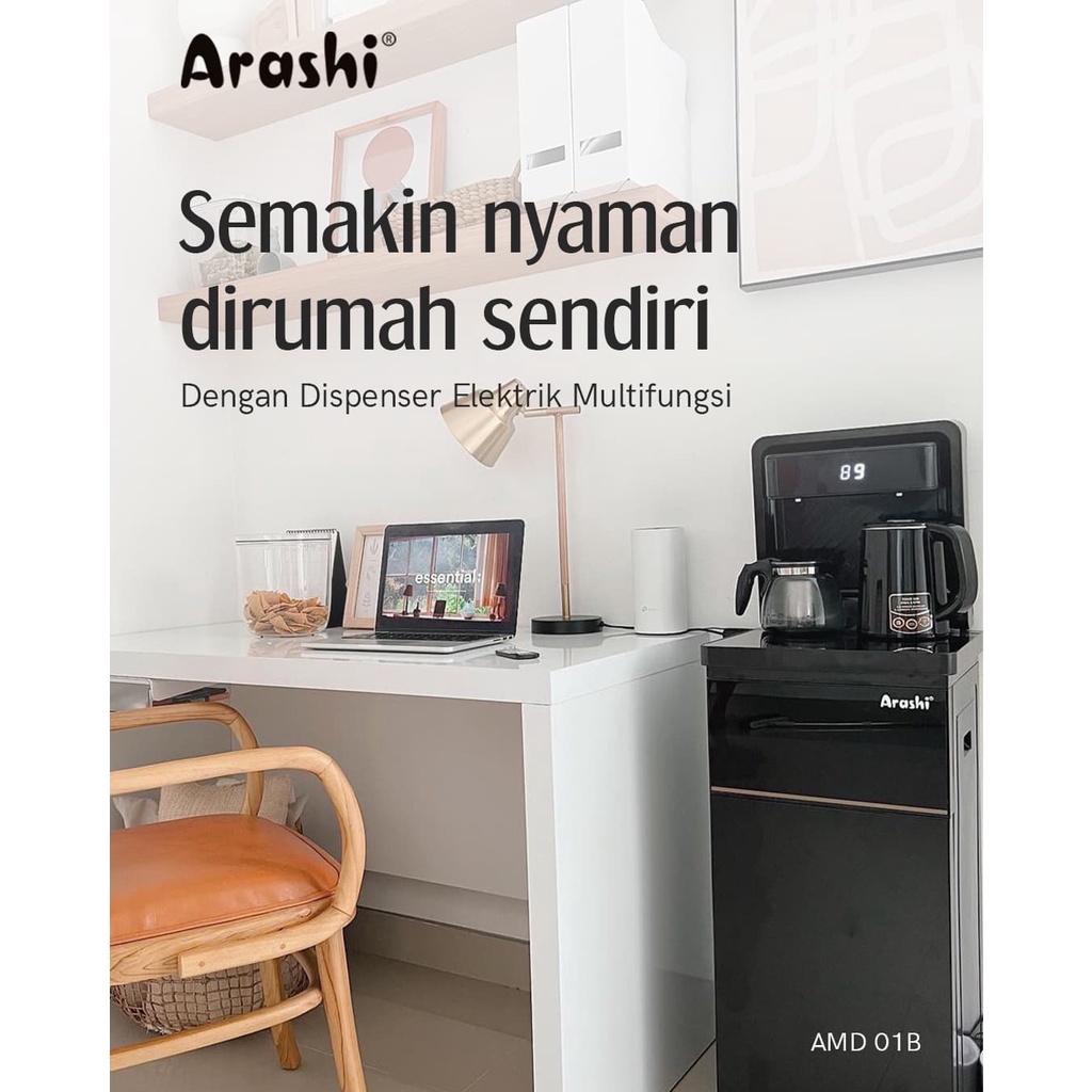 Arashi Dispenser Air Minum Galon Bawah Multifungsi AMD01B Dengan Layar Sentuh dan Remote Control