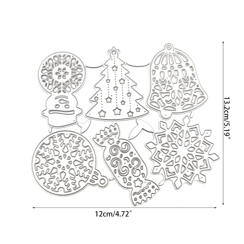 Cetakan Stensil Cutting Dies Motif Pohon Natal Snowflake Permen Bahan Metal Untuk Scrapbook