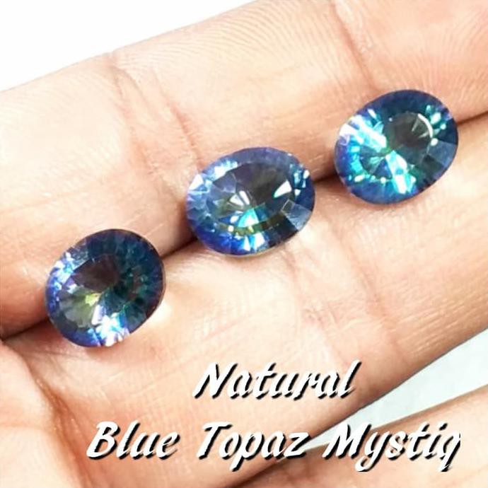 Best Seller Batu Permata Natural Mystic Mini Blue Topaz Rainbow Quartz Super Sale