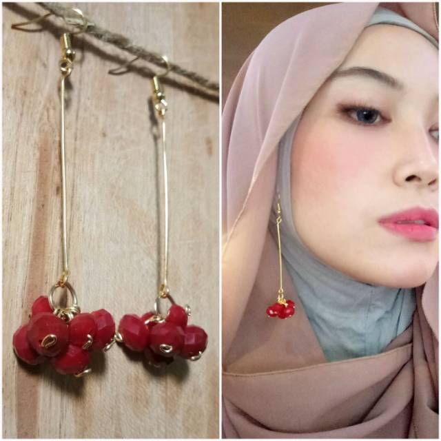 Anting panjang (merah)
