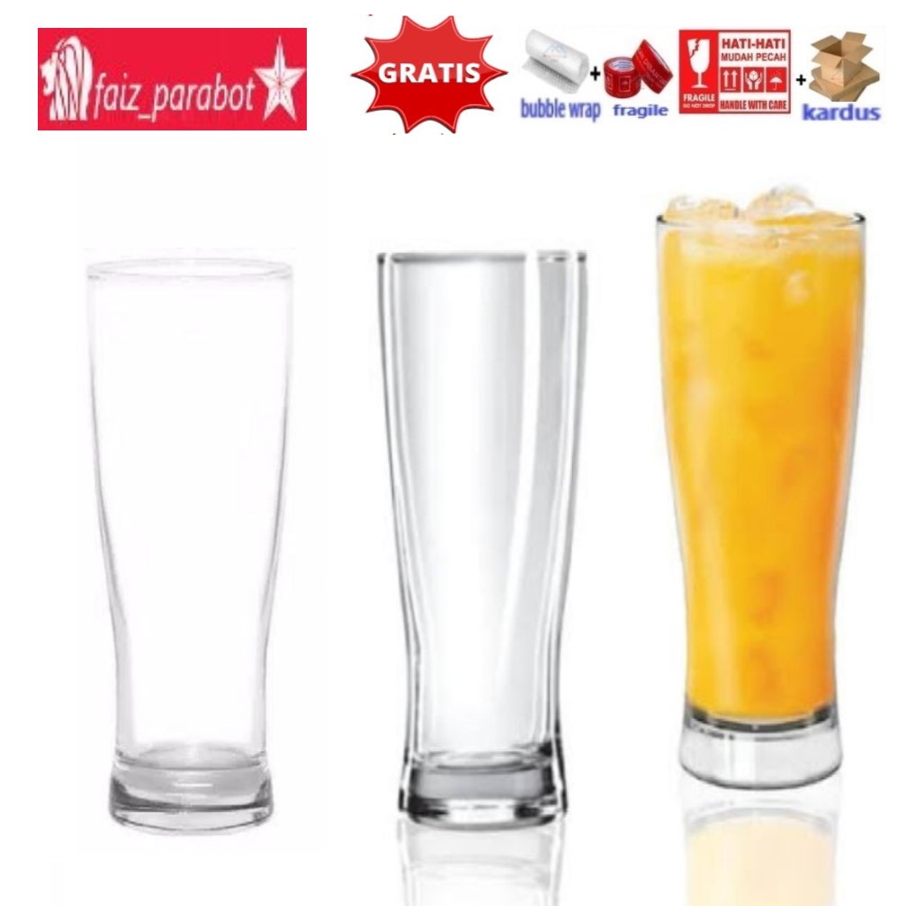 GELAS KACA JUICE/BEER TINGGI- CAFE PORTO ISI 6PCS