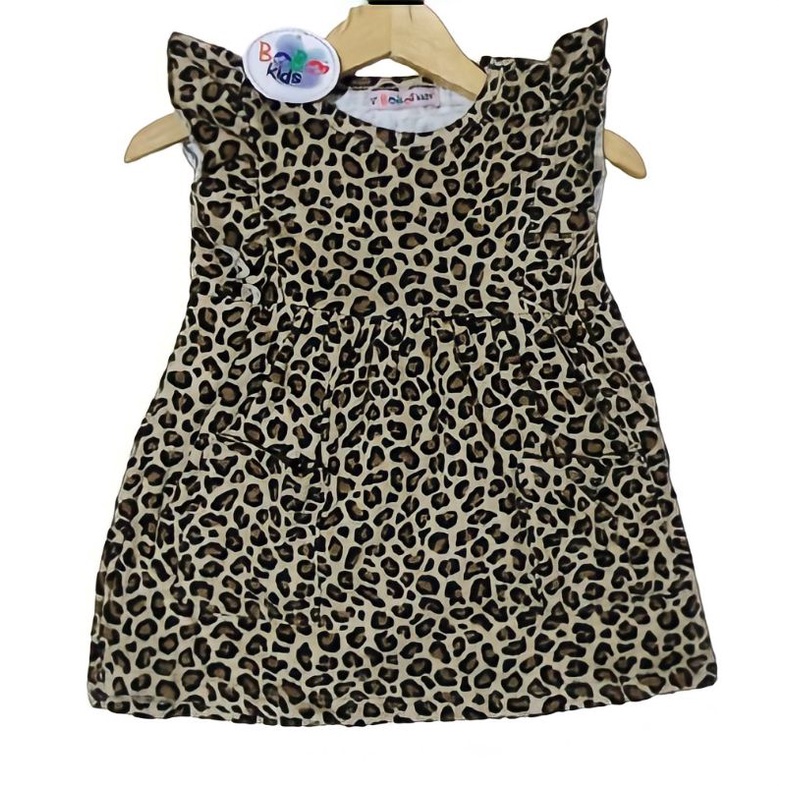 Baju Dress Anak Perempuan Cewek Lengan Pendek Bobokids Ruffle Usia 1- 3 Tahun Bisa Pilih Motif