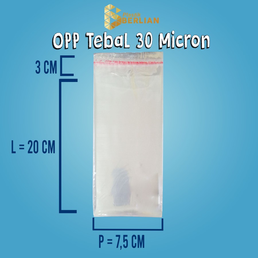 

7,5 X 20 cm Plastik OPP TEBAL 30 MICRON (100 lbr)