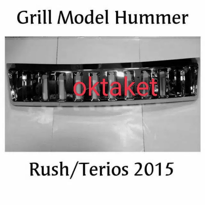 Grill depan model Hummer Hitam &amp; Chrome  new Rush Terios  2015 2016 2017