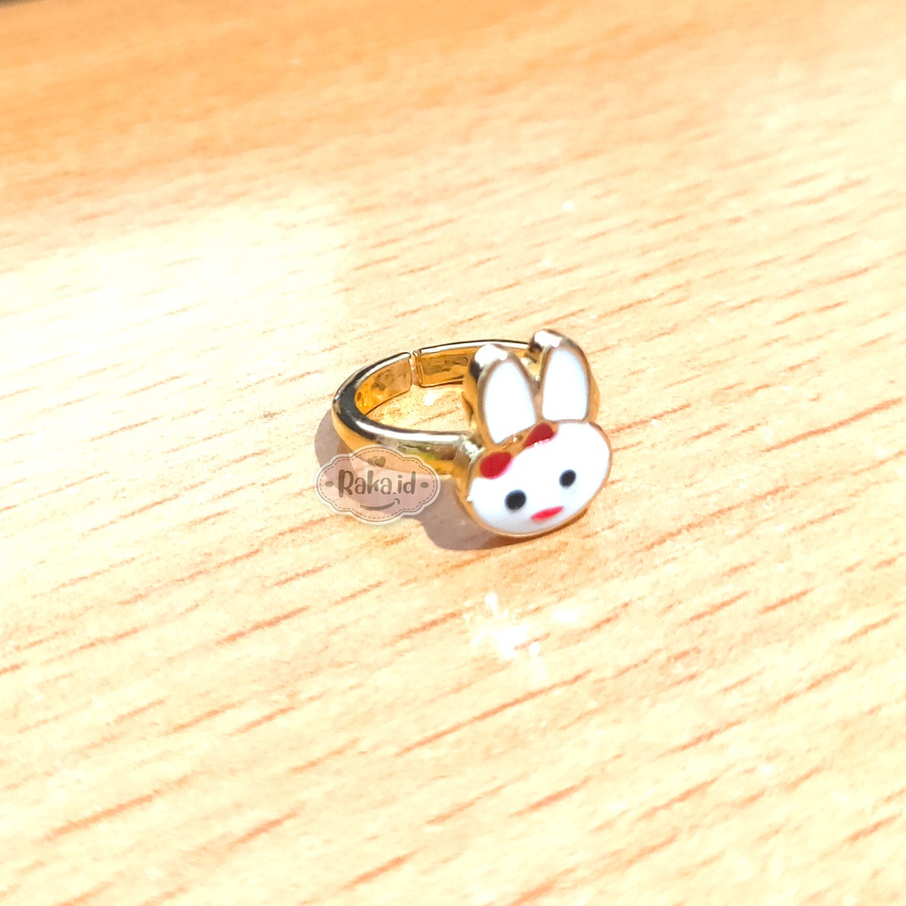 Cincin Anak Motif Bunny Kelinci Pita Merah Perhiasan Cantik Anak 1159