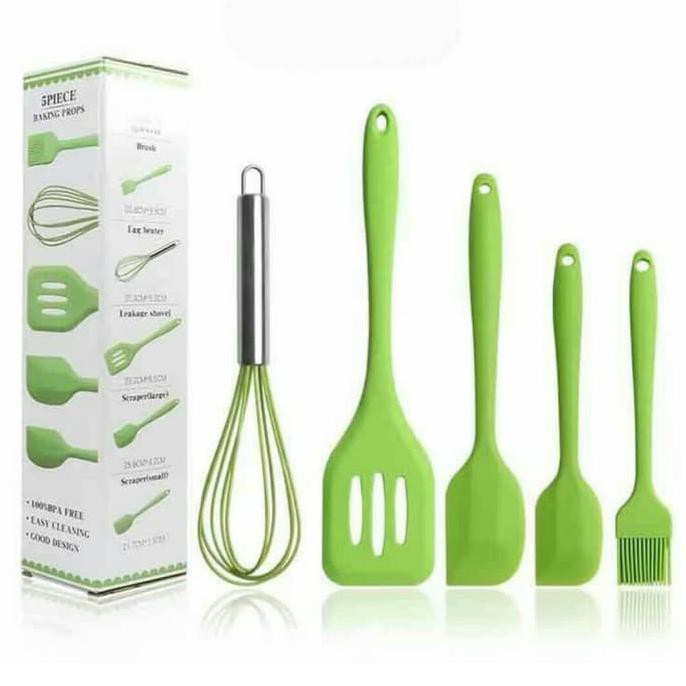 Alat Masak Silicone-Spatula Sutil Silikon Tahan Panas 1 Set 5 Pcs sutil silikon set peralatan masak