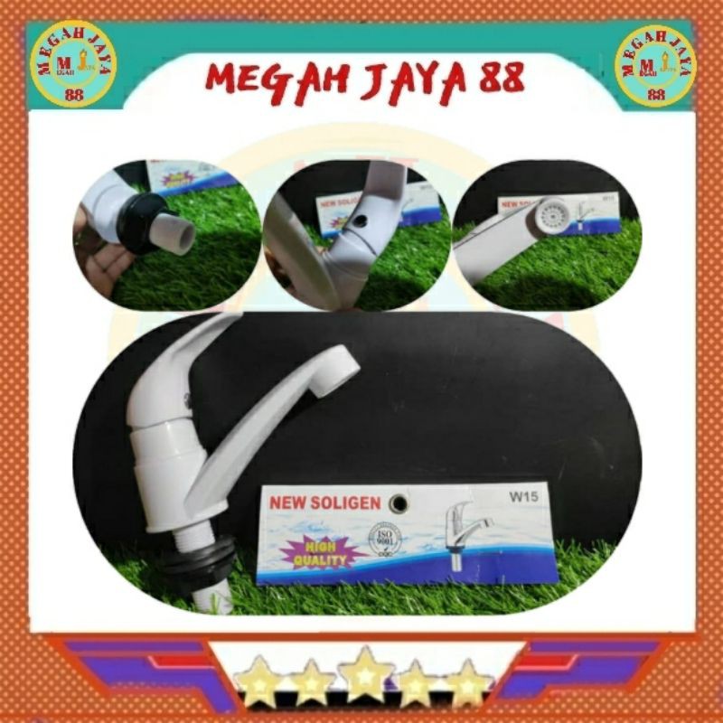 KRAN WASTAFEL SOLIGEN PLASTIK/PVC tipe W15 PUTIH-KRAN AIR BAGUS-KRAN AIR MIRAH
