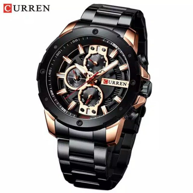 SIAP KIRIM ™ • CURREN 8336 Jam Tangan Pria Rantai Stainless Chrono Aktif