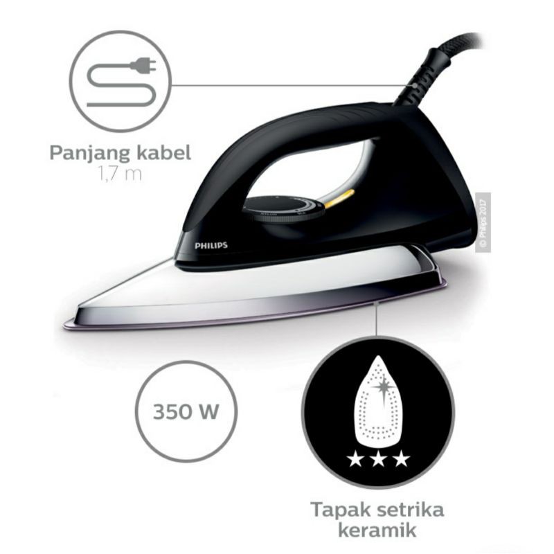 Setrika Philips HD 1173 350 Watt Setrika Listik Philips Setrika Philips 1173 Dry Iron Philips