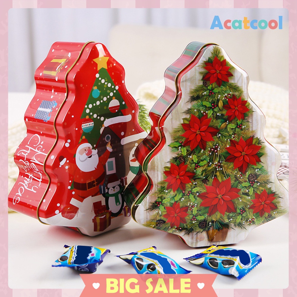 Christmas Tree Shape Tin Sealed Jar Jewelry Biscuits Coin Candy Storage Box