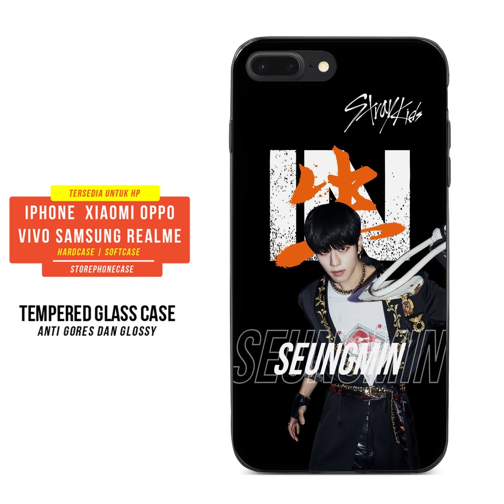CASING HANDPHONE TEMPERED GLASS CASE iPHONE SAMSUNG XIAOMI VIVO OPPO REALME STRAY KIDS SEUNGMIN LIFE