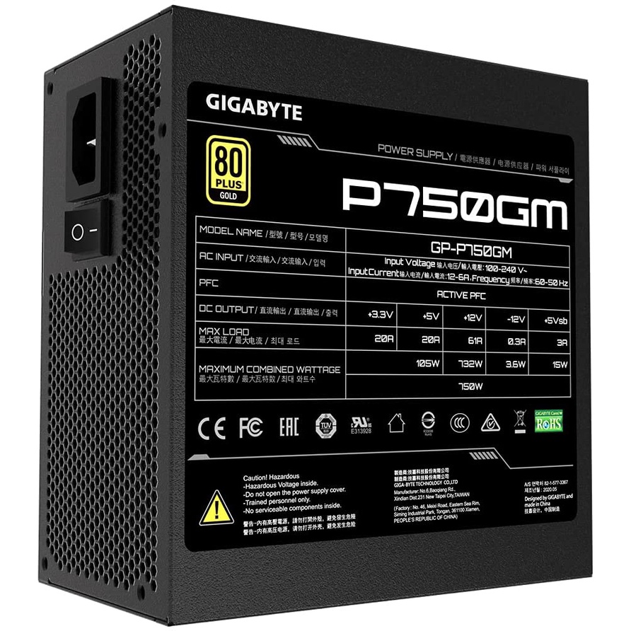 Gigabyte PSU P750GM 750W 80+ Gold Full Modular GP-P750GM