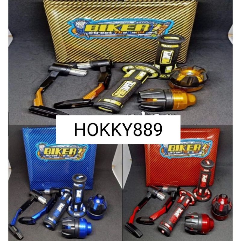 Paketan kulit jok karbon + proguard robot + jalu as roda + handgrip Protaper new universal