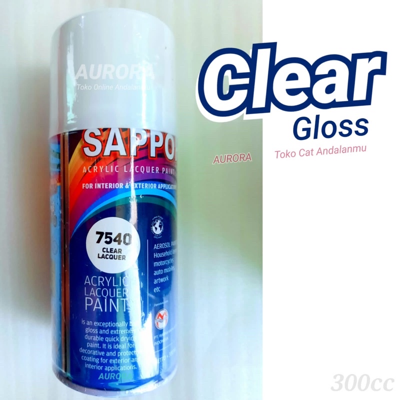 Sapporo Clear Lacquer 7540 Vernis Gloss 300ml / Pernis Mengkilap Klir Kilap Glos Glossy Semprot Pilo