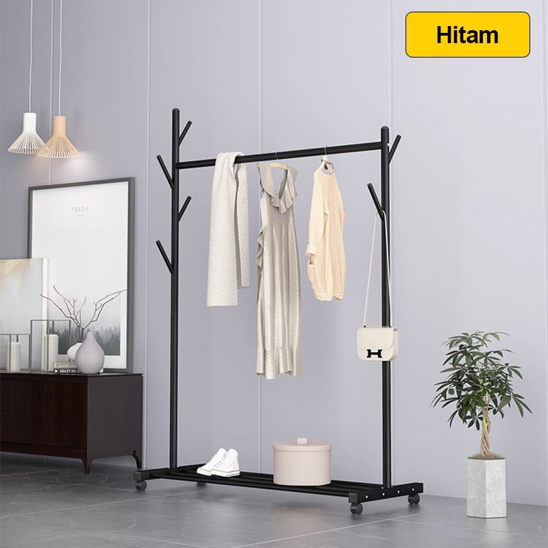 Laris_Unik Stand Hanger Single Rak Baju Besi Dekorasi Rumah Tangga Rak Pakaian Gantungan Baju Rak Serbaguna Stand Cloth Hanger Gawang Rak Jemuran Pakaian Portable DGYJ-3 Stand Hanger Gawang Single Rack Stand Hanger Korea